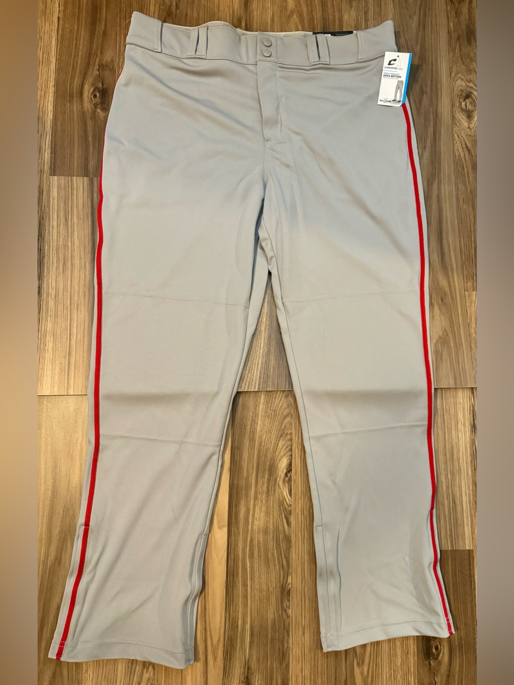 Champro Baseball Pant Grey Red Piping Triple Crown 2.0 Open Bottom Adult XL NWT